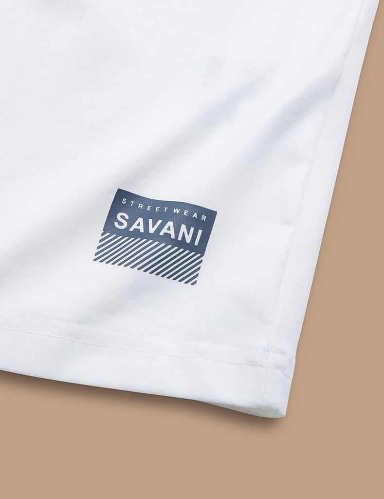Áo thun nam cố tròn tay raglan in nhỏ gấu áo
