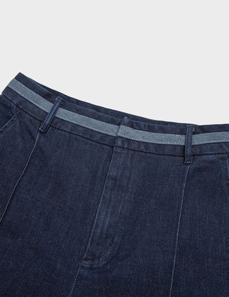 Quần short jean nữ phối cạp