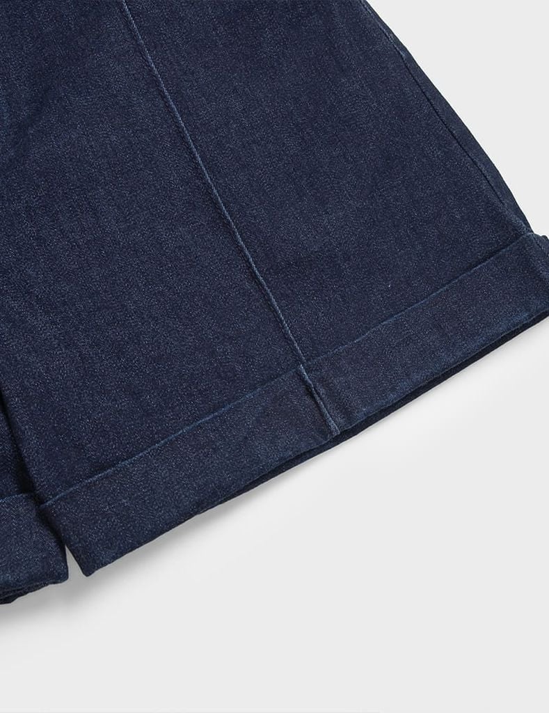 Quần short jean nữ phối cạp
