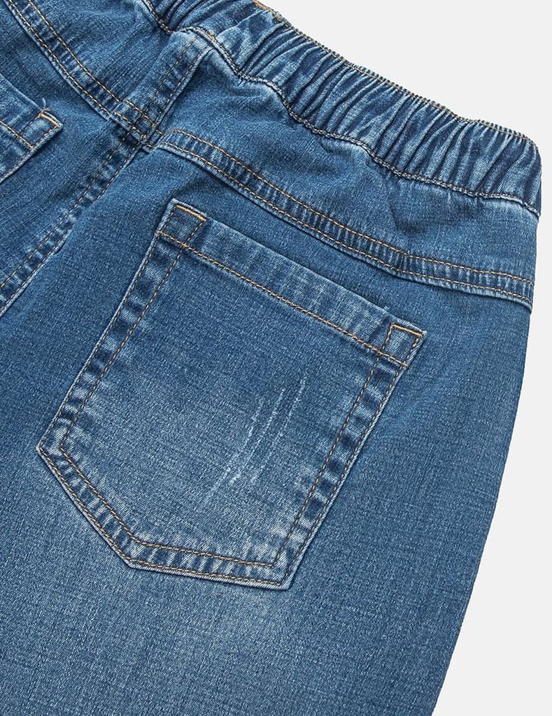 Quần short jean cạp chun bé trai mài nhẹ