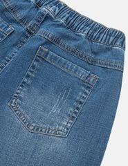 Quần short jean cạp chun bé trai mài nhẹ