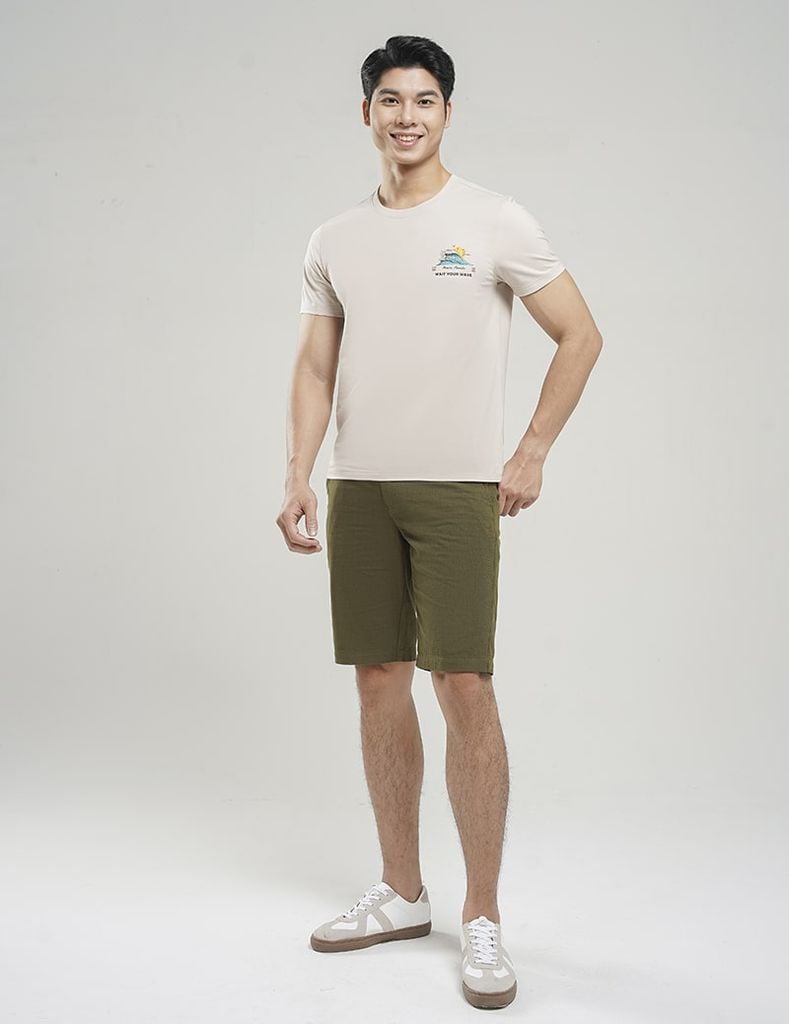 Quần short khaki đũi nam MSO006S4