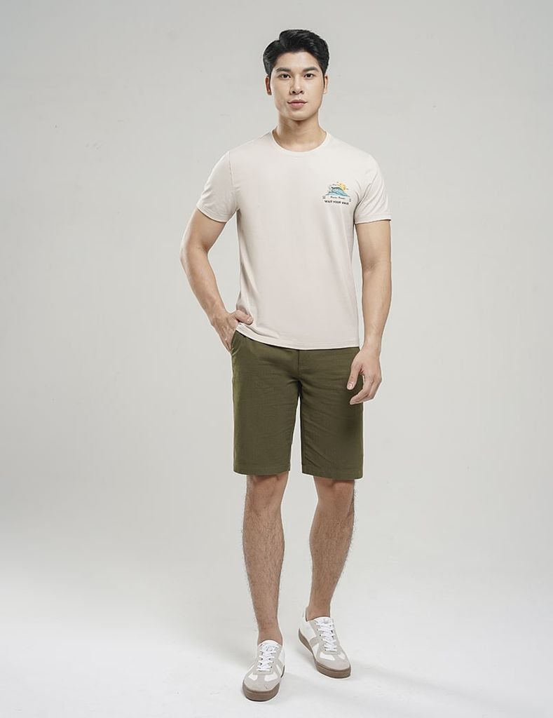 Quần short khaki đũi nam MSO006S4