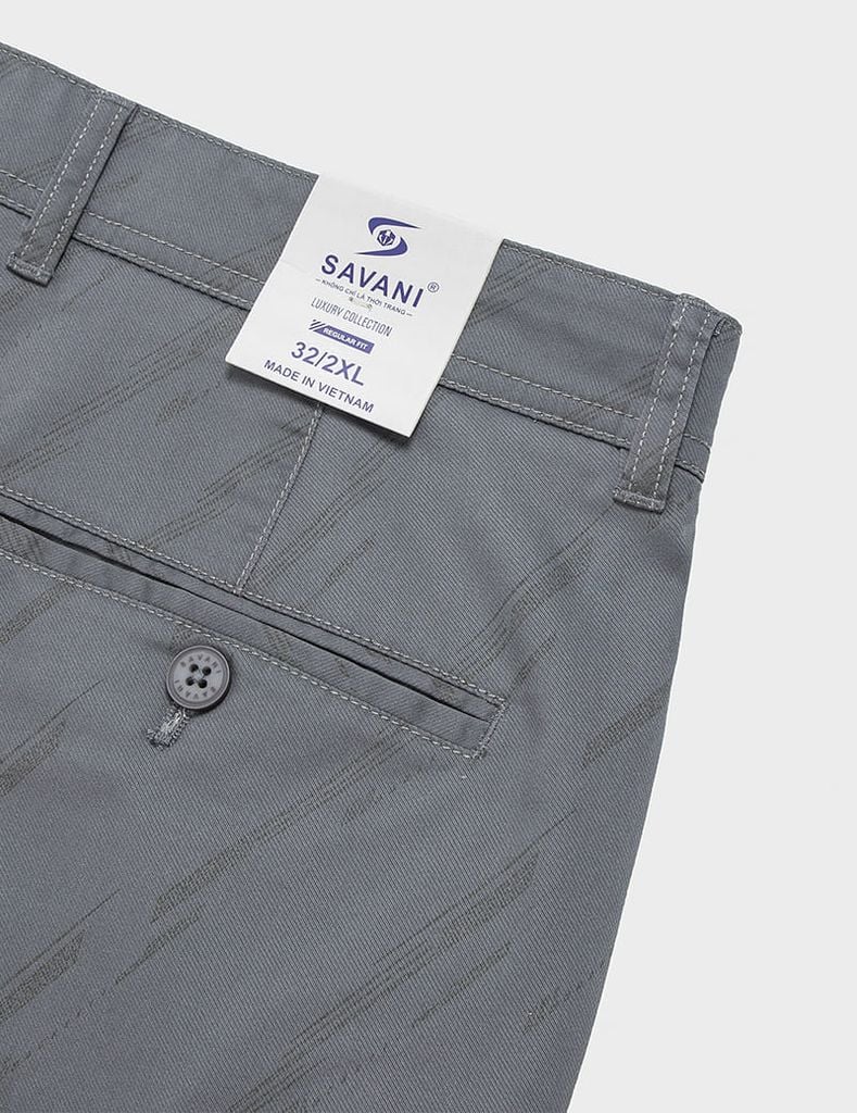 Quần short kaki nam cạp thường họa tiết xước chéo