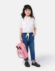 Áo sơ mi ngắn tay bé gái thắt nơ eo