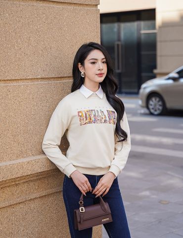 Áo nỉ cổ tròn WAN001W4 dáng suông rộng