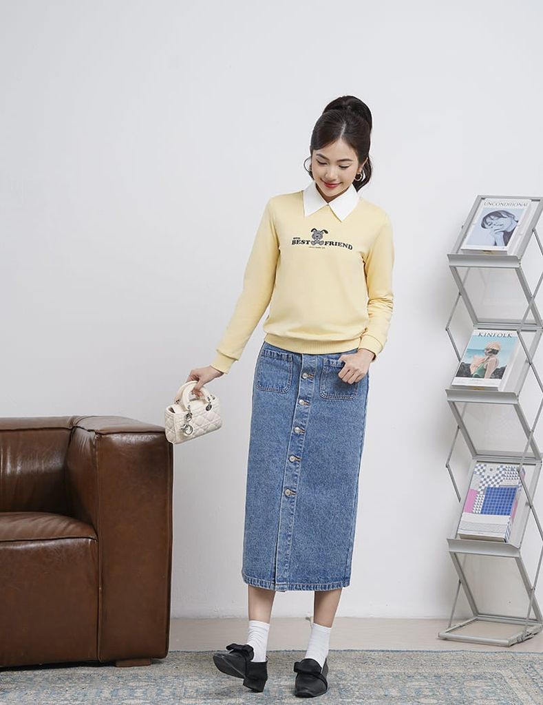 Áo nỉ cổ tròn nữ WAN004W4