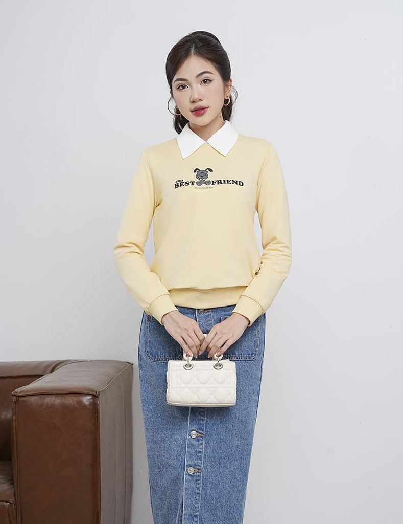 Áo nỉ cổ tròn nữ WAN004W4