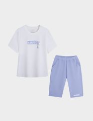 Bộ đồ hè nữ cổ tròn hình in trước ngực