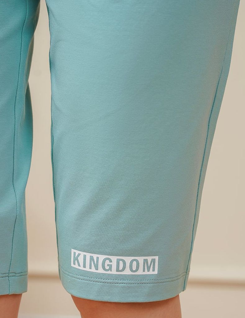 Bộ đồ hè nữ cổ tròn hình in trước ngực