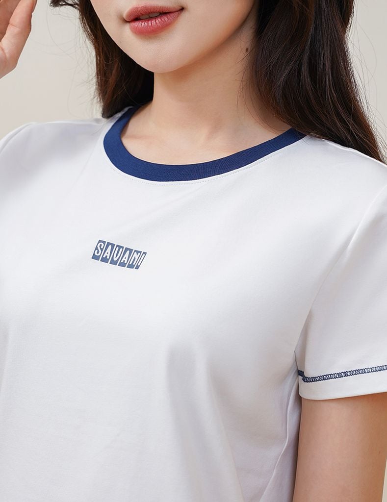 Bộ đồ hè nữ cổ bo rib cùng màu quần