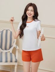 Bộ đồ hè nữ cổ bo rib cùng màu quần