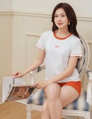 Bộ đồ hè nữ cổ bo rib cùng màu quần