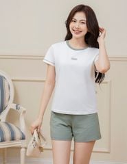 Bộ đồ hè nữ cổ bo rib cùng màu quần