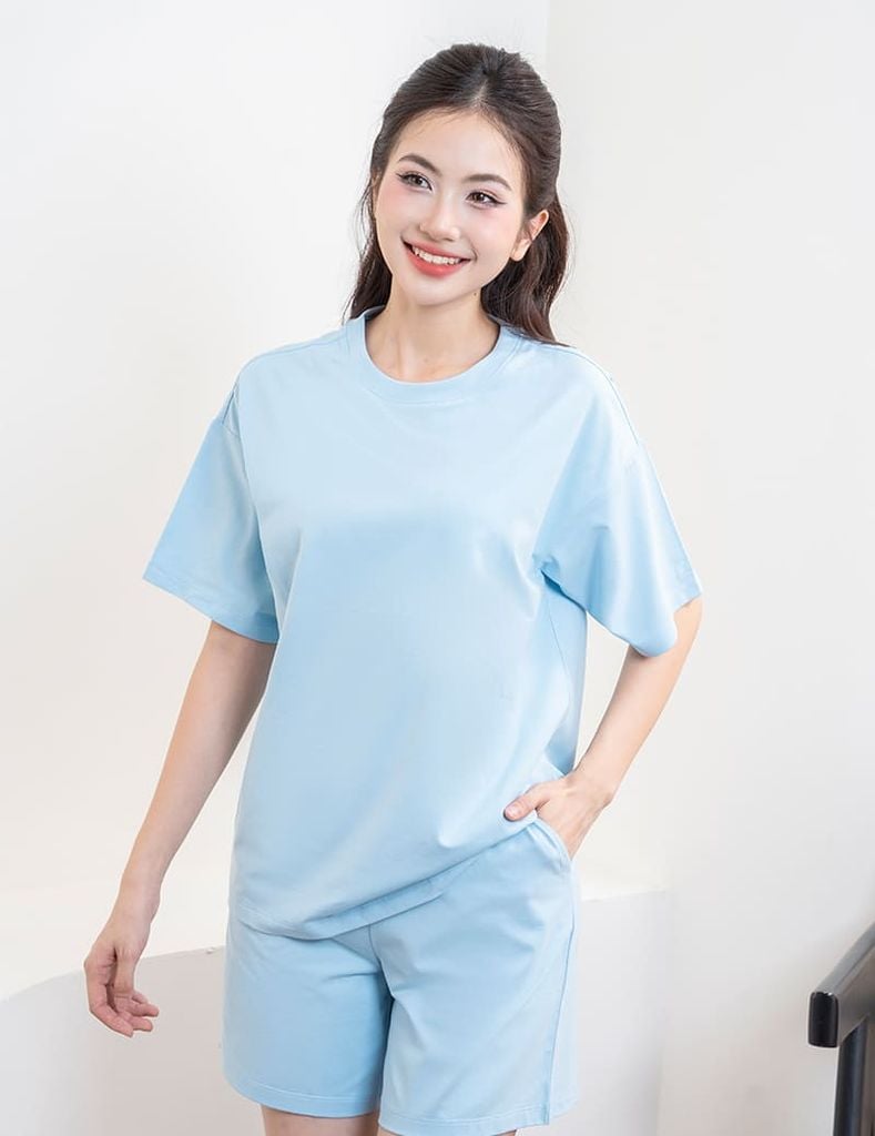 Bộ hè nữ quần đùi trơn màu