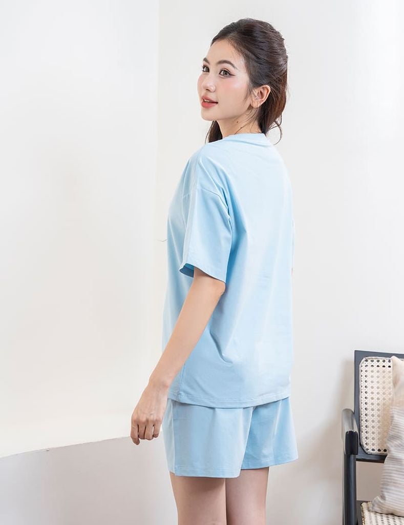 Bộ hè nữ quần đùi trơn màu