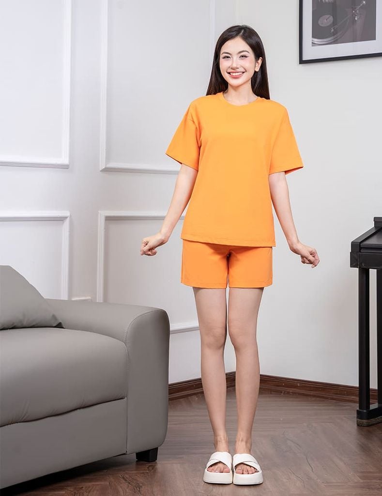 Bộ hè nữ quần đùi trơn màu