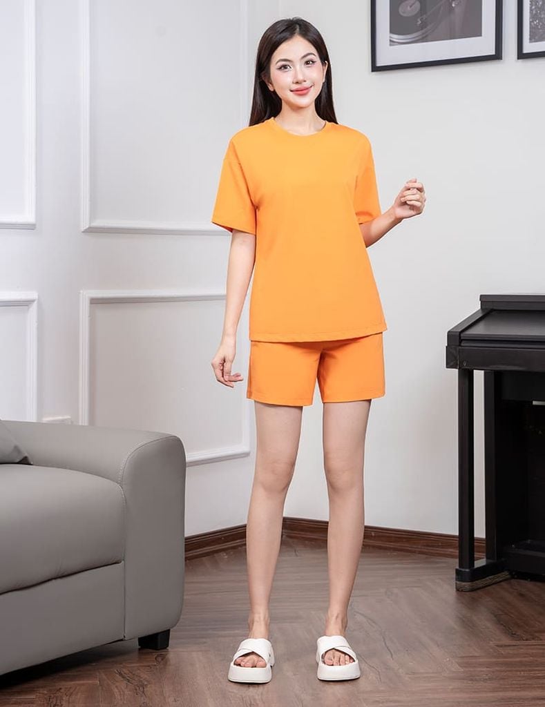 Bộ hè nữ quần đùi trơn màu