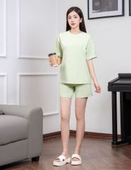 Bộ hè nữ quần đùi trơn màu