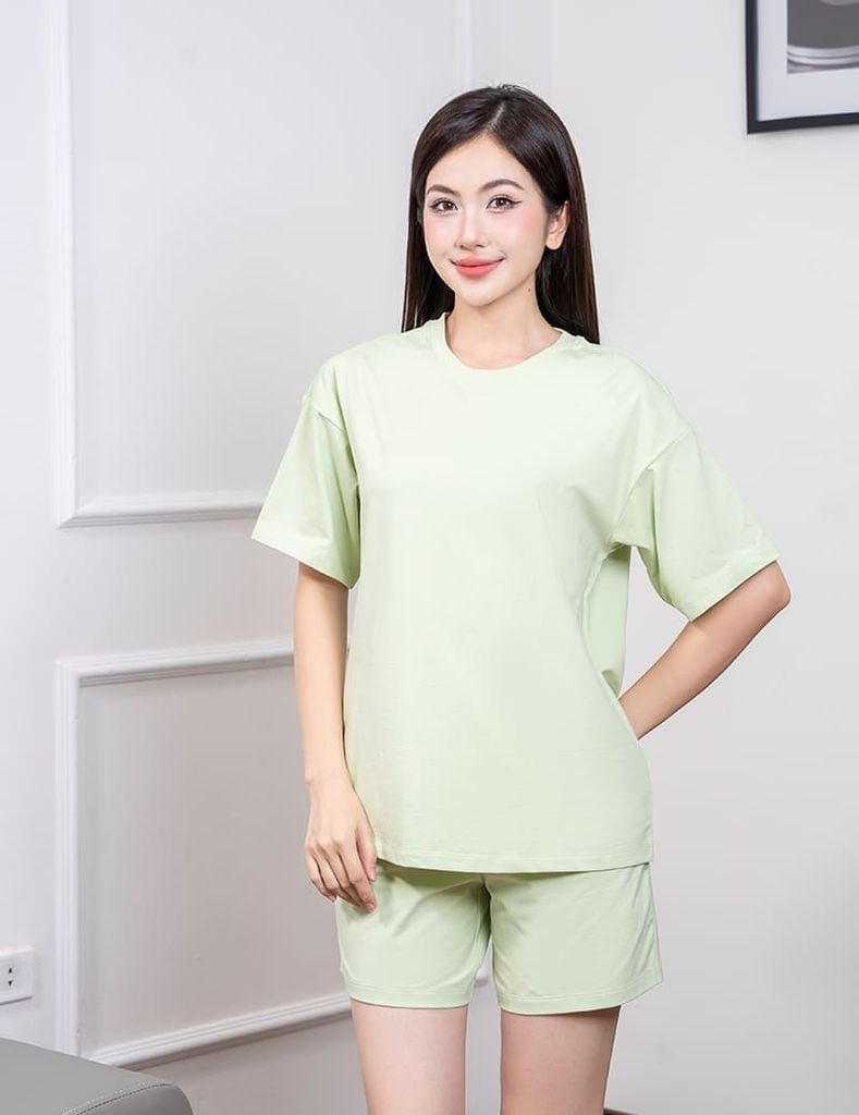 Bộ hè nữ quần đùi trơn màu