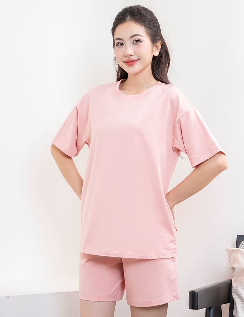 Bộ hè nữ quần đùi trơn màu