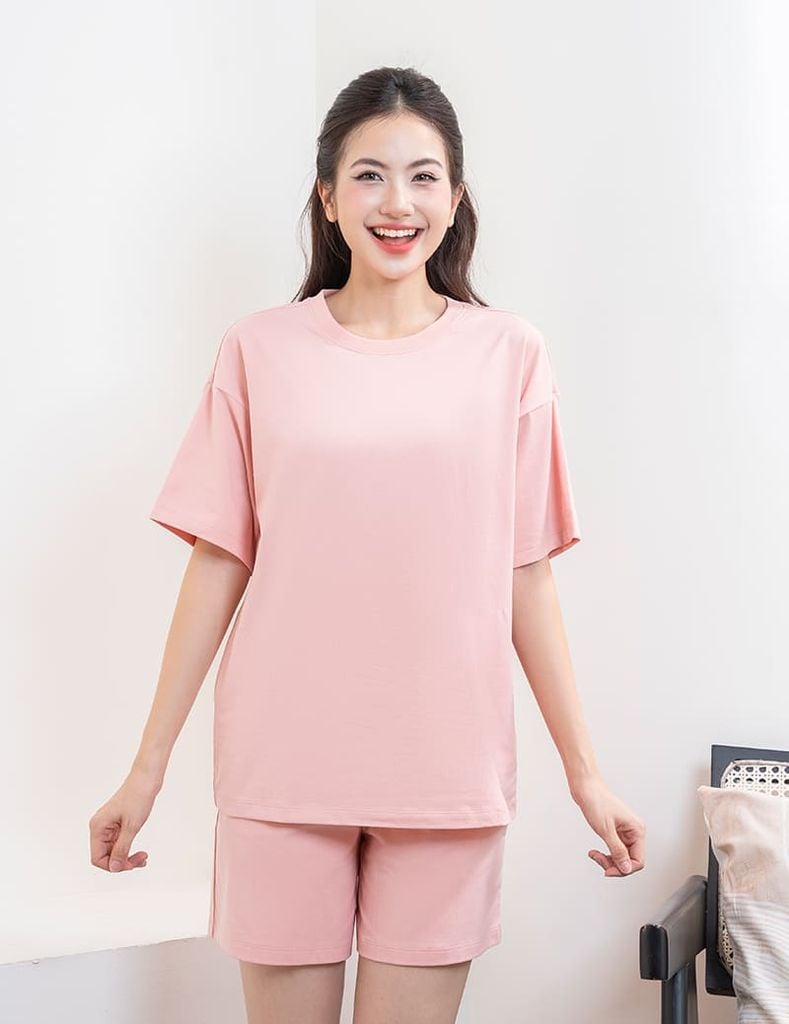 Bộ hè nữ quần đùi trơn màu