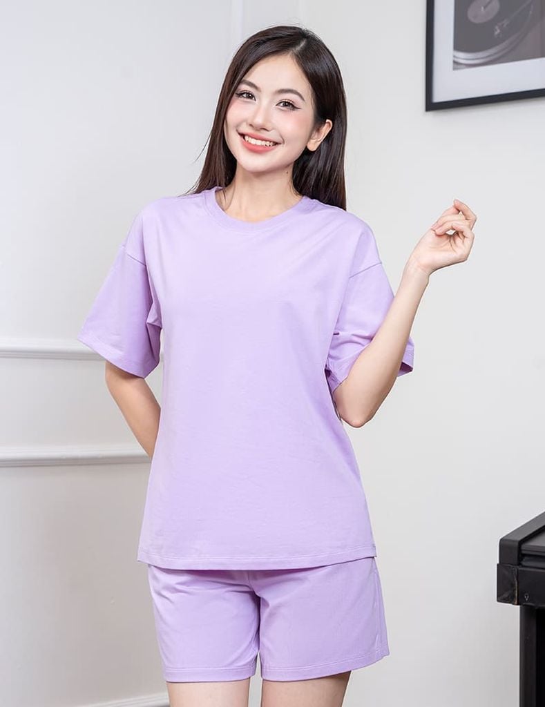 Bộ hè nữ quần đùi trơn màu