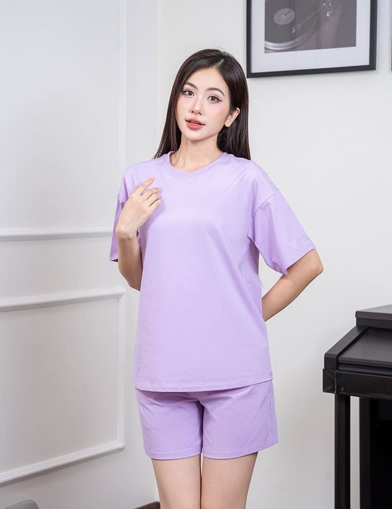 Bộ hè nữ quần đùi trơn màu