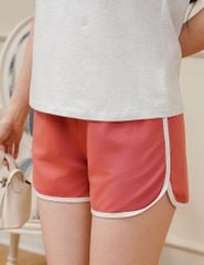 Bộ hè nữ quần đùi cổ bo rib dáng thể thao