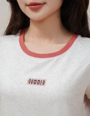 Bộ hè nữ quần đùi cổ bo rib dáng thể thao