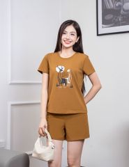 Bộ hè nữ quần đùi áo in ngực