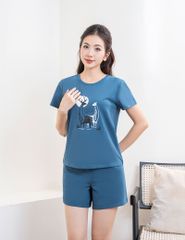 Bộ hè nữ quần đùi áo in ngực