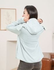 Áo chống nắng nữ chống UV có mũ ép đề can phản quang ngực