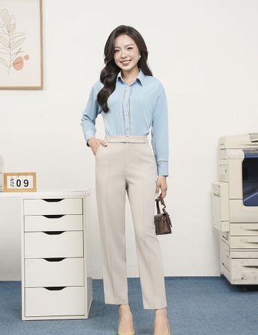 Quần âu nữ ống đứng đai trang trí dễ tháo rời