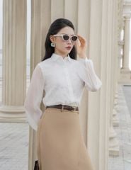 Chân váy công sở nữ dài dáng bút chì thiết kế hai tà chéo