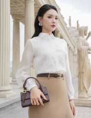 Chân váy công sở nữ dài dáng bút chì thiết kế hai tà chéo