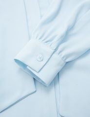 Áo sơ mi nữ dài tay cổ nơ liền đai trang trí