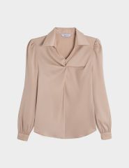 Áo sơ mi dài tay nữ cổ đức vặn xoắn giữa ngực