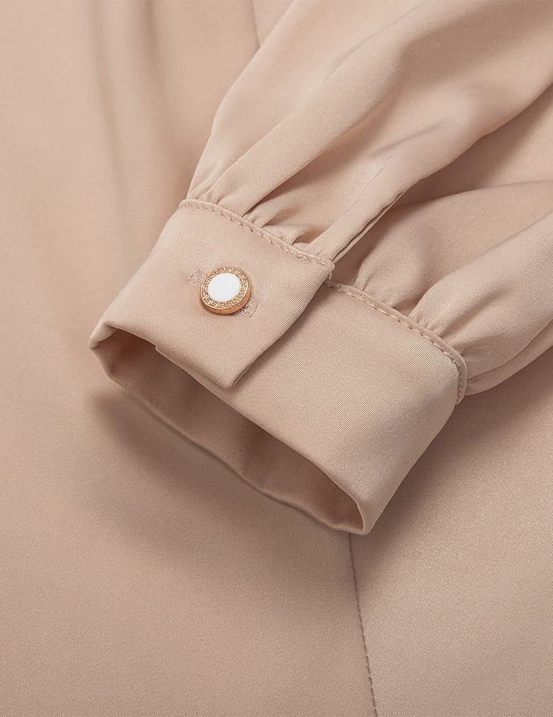 Áo sơ mi dài tay nữ cổ đức vặn xoắn giữa ngực