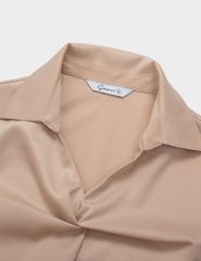 Áo sơ mi dài tay nữ cổ đức vặn xoắn giữa ngực