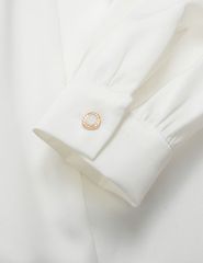 Áo sơ mi dài tay nữ cổ đức vặn xoắn giữa ngực