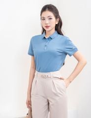 Áo polo nữ mắt chim nẹp cổ in thêu tay