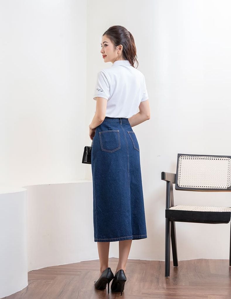 Áo polo nữ mắt chim nẹp cổ in thêu tay