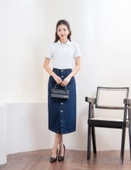 Áo polo nữ mắt chim nẹp cổ in thêu tay
