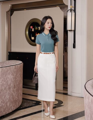 Áo polo nữ mắt chim ngắn tay cổ line