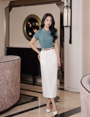 Áo polo nữ mắt chim ngắn tay cổ line