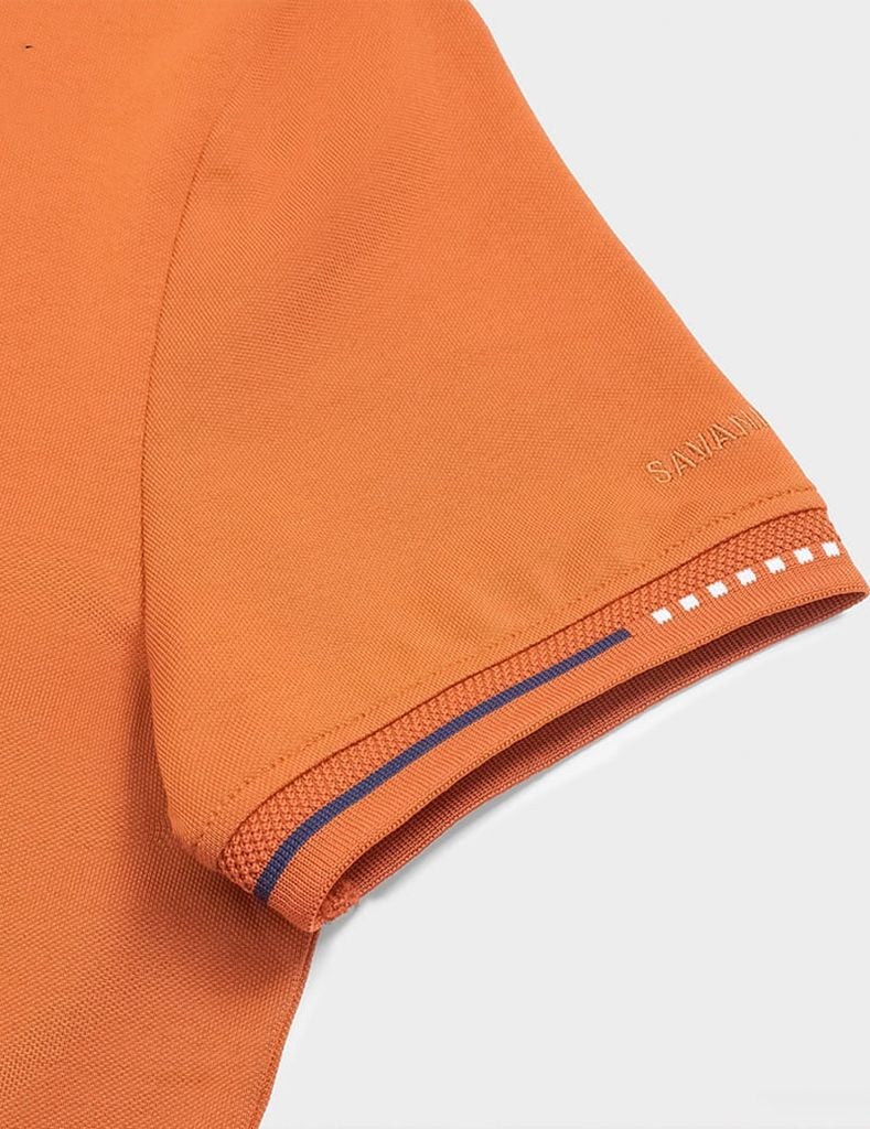 Áo polo nữ mắt chim cổ dệt jacquard thêu tay