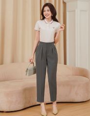 Áo polo nữ mắt chim line bo hình in trước ngực