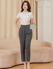 Áo polo nữ mắt chim line bo hình in trước ngực