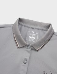 Áo polo nữ mắt chim line bo hình in trước ngực